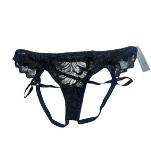 Hauty Crotchless Underwear Elegant Black Lace PantiesXS/S